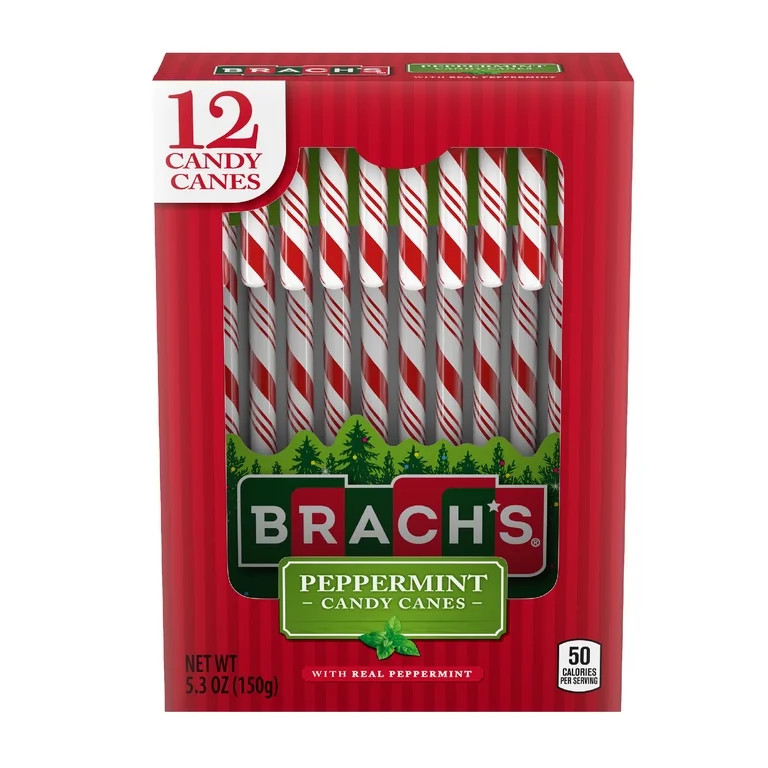 Brach's Peppermint Holiday Candy Canes, Christmas Stocking Stuffer Candy, 5.3 Oz, 12 Count - Walm... | Walmart (US)