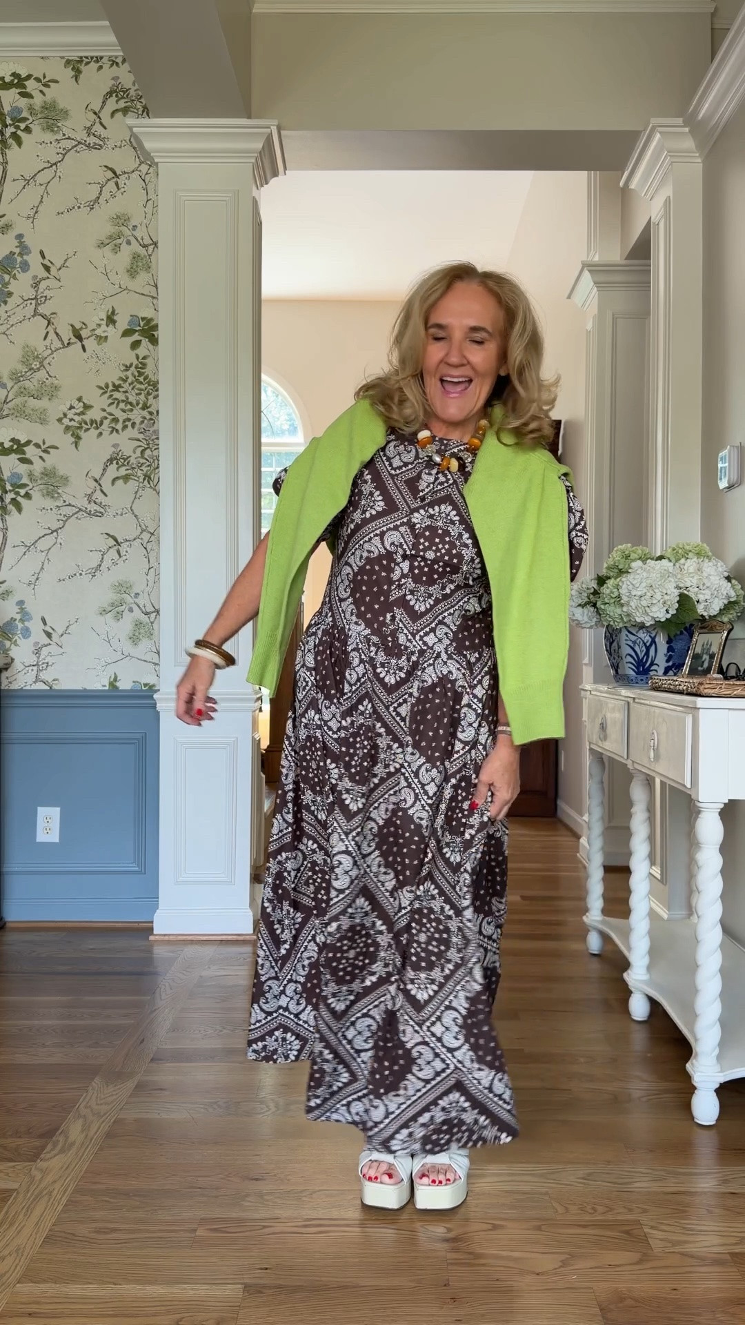 Sweater size medium 
Dress medium it’s a fun bandana print

#LTKOver40 #LTKootd #LTKSeasonal
