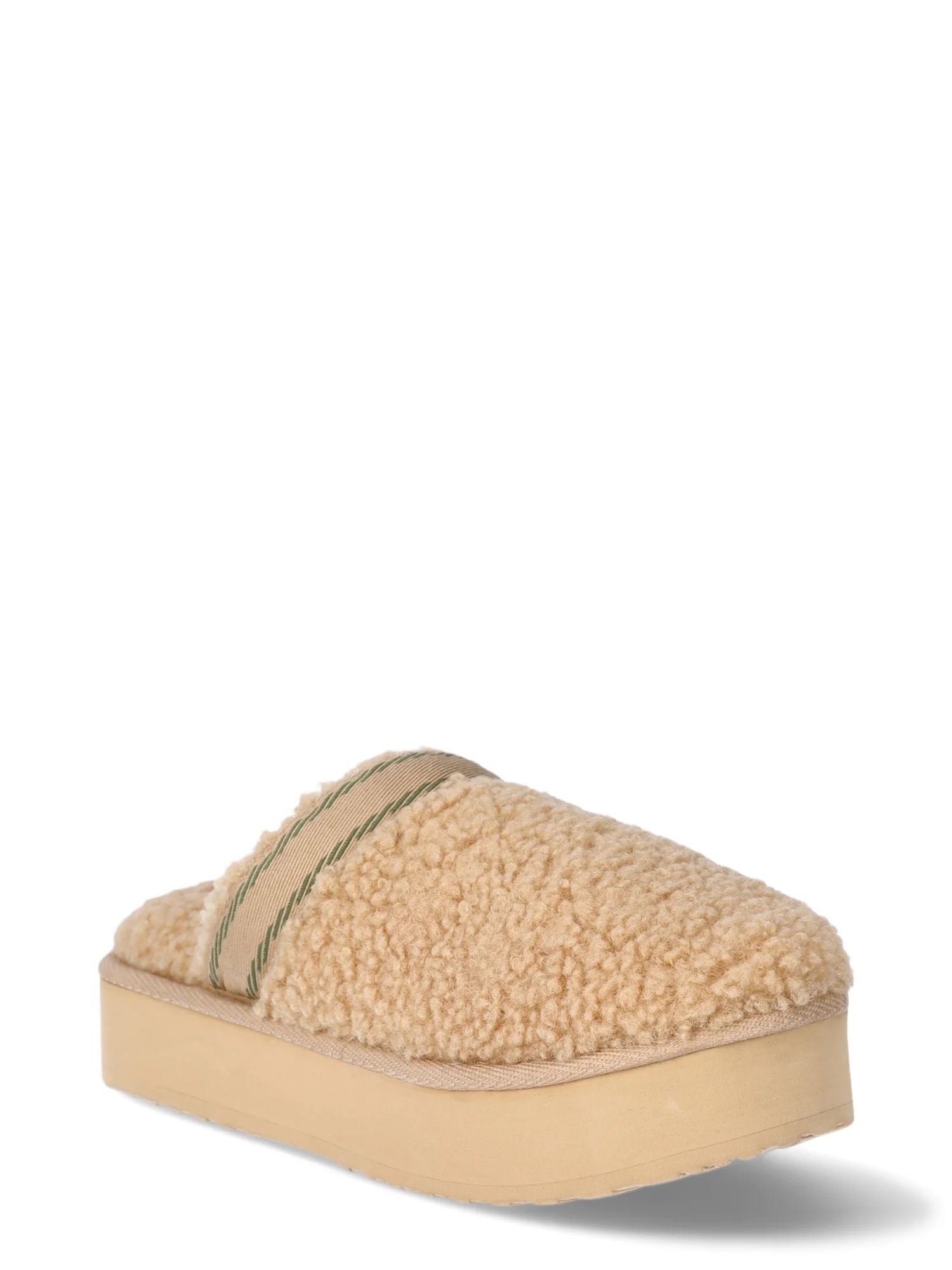 Joyspun Women’s Teddy Fleece Platform Clog Slippers - Walmart.com | Walmart (US)