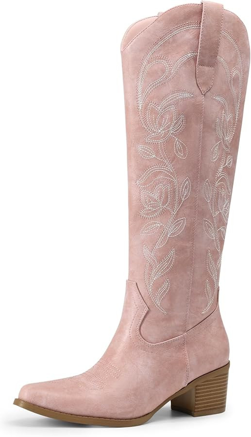 DREAM PAIRS Womens Cowboy Boots Western Comfortable Chunky Heel Square Toe Embroidered Cowgirl Kn... | Amazon (US)