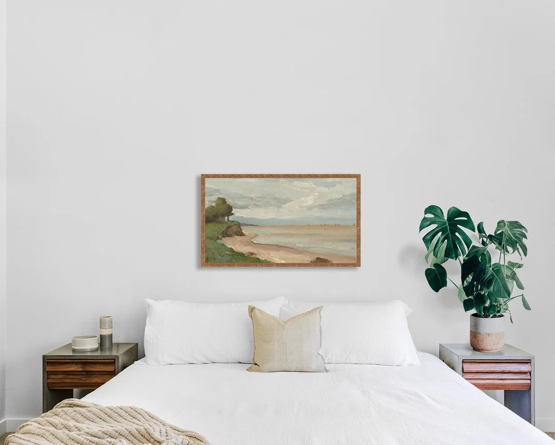 Antique Beach panorama | PRINTABLE WALL ART | bedroom wall art | vintage art painting | coastal w... | Etsy (US)