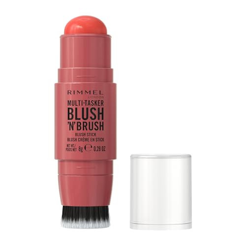 Rimmel Multi Tasker Blush'N'Brush, Dual-Ended Blush Stick with Built-in Brush, Cream-to-Powder Formula for a Smooth, Weightless Finish, Coral Dust, 8g | Amazon (UK)