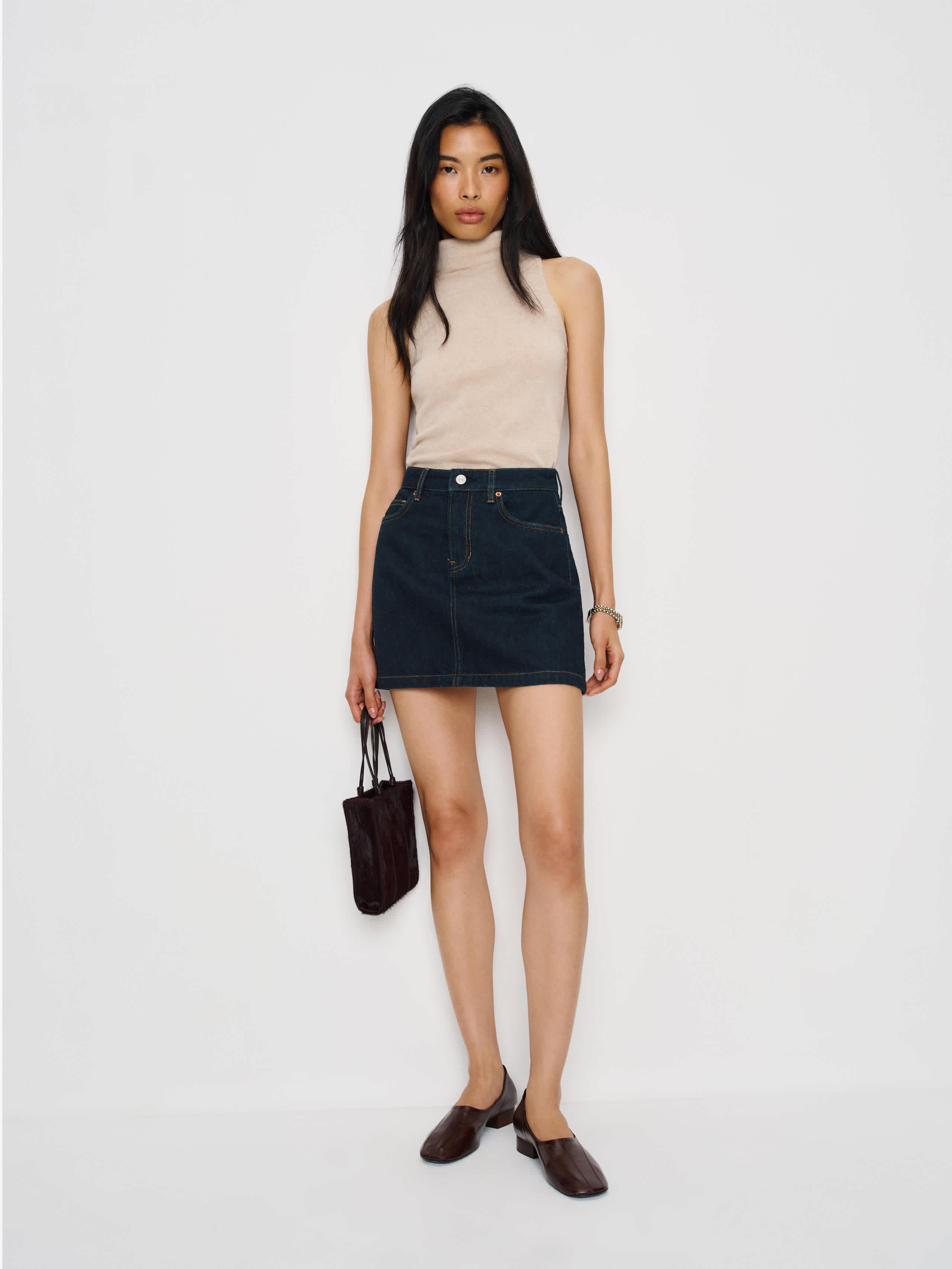 Reformation Rue High Rise Denim Mini Skirt Blue 31 | Reformation (Global)