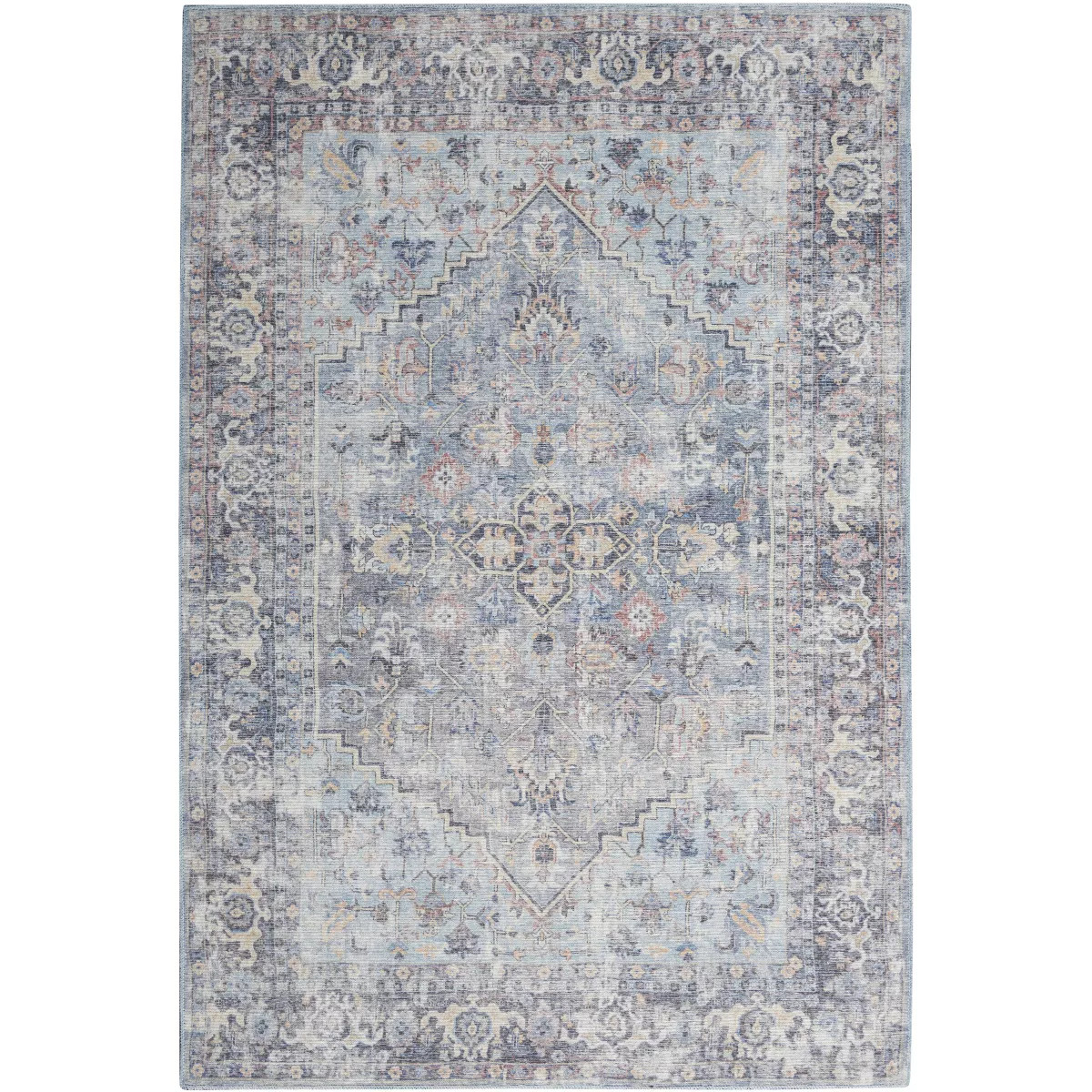 Nicole Curtis Machine Washable Vintage Bordered Botanical Indoor Rug | Target