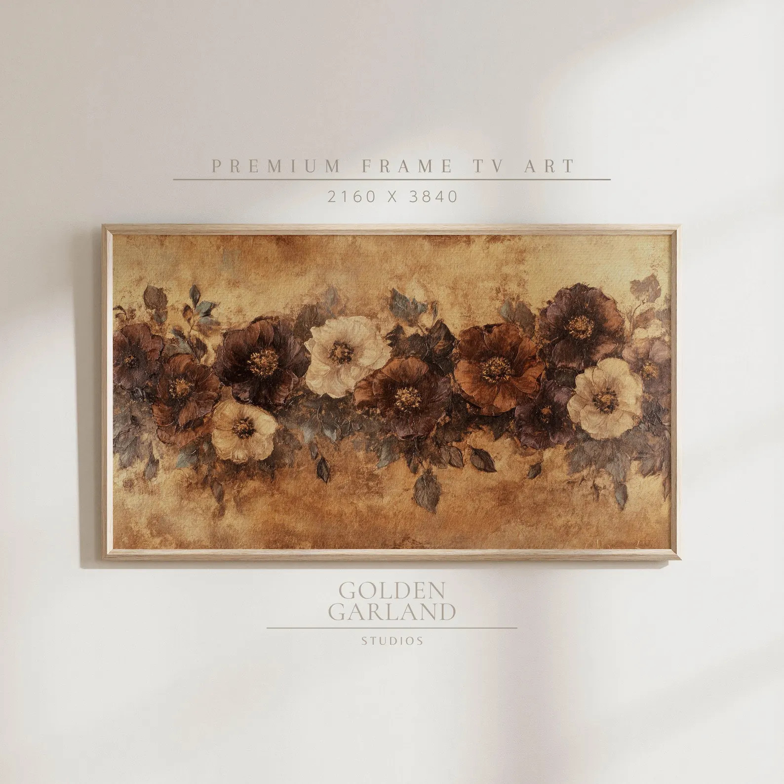 floral painting samsung frame art antique decor, flower art samsung frame tv art floral decor, vi... | Etsy (US)
