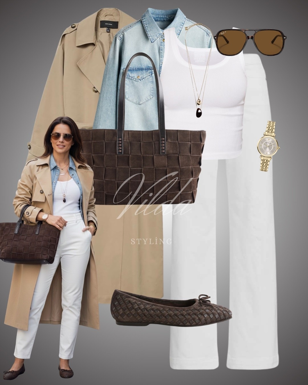 I love how a classic denim shirt adds a relaxed feel to crisp white denim. Topped with a timeless trench and rich chocolate woven accessories, this look is the perfect balance of polished and practical for a day on the go #CapsuleWardrobe #TrenchCoatSeason #MinimalistStyle #ParisianVibes #QuietLuxury #EverydayOutfits #SpringSty 

#LTKspring #LTKstyletip #LTKFashionMonth