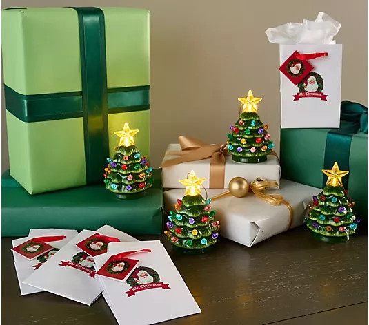 Mr. Christmas Set of 4 Mini Nostalgic Tree Ornaments with Gift Bags - QVC.com | QVC