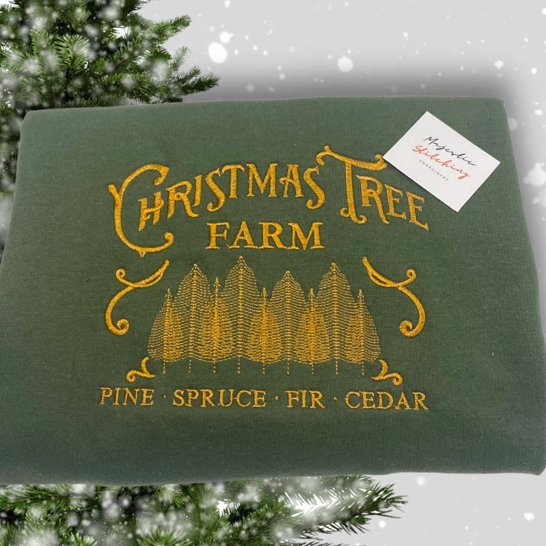 Vintage Christmas Tree Farm Embroidered Sweatshirt Vintage - Etsy | Etsy (US)
