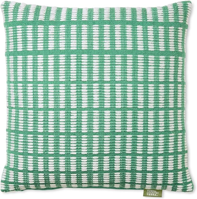 TOWN & COUNTRY TERRA Alara Textured Geo Stripe Handcrafted Indoor Outdoor Decorative Pillow, 100%... | Amazon (US)