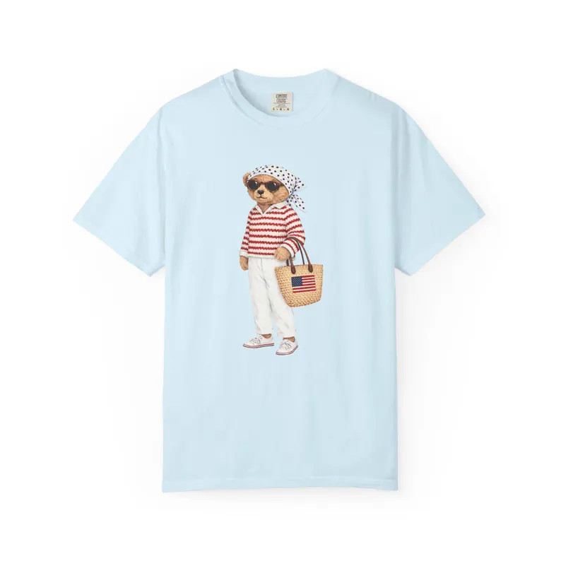 Americana Bear T-shirt, Fourth of July Graphic Tee Women, Preppy USA Crewneck, Patriotic Summer P... | Etsy (Global)