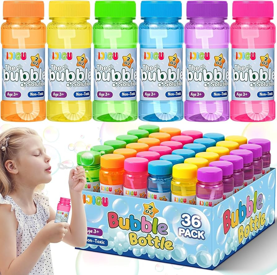 Bubble Bottles 36 Pack (2oz), Bubbles for Kids, Bubble Solution with Bulk Wands in 6 Colors as Pa... | Amazon (US)