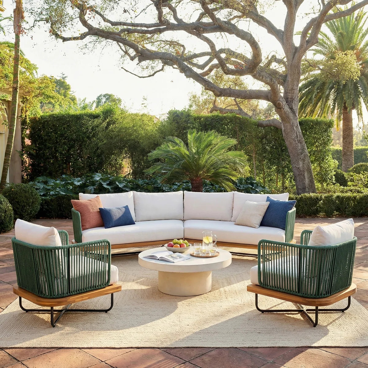 Braylon Outdoor 4-Piece Acacia Wood Woven Rope Conversation Set With Cushions (Table Not Included... | Wayfair North America