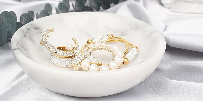 CraftsOfEgypt Real Marble Jewelry Dish - Ring Holder - Jewelry Organizer Tray - Decorative Key Bowl- | Amazon (US)
