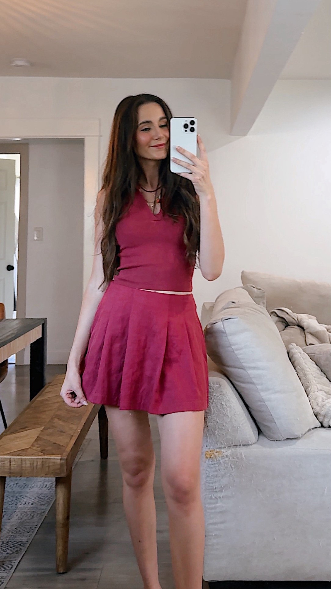 Wearing an XS in both!