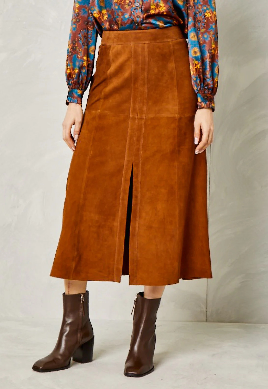 Clara Skirt-Suede-Saddle | Cartolina