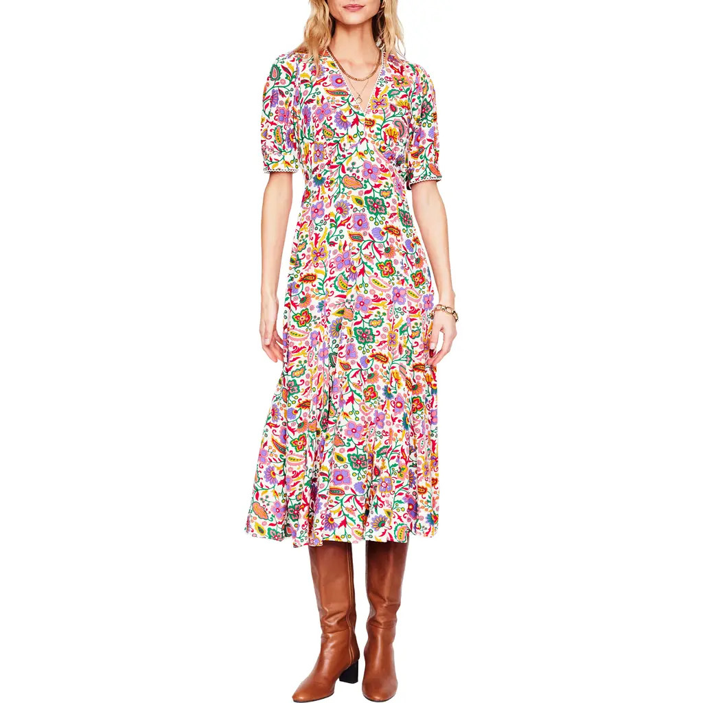 Boden Rosie Godet Pleat Midi Dress in Petal Paradise at Nordstrom Rack, Size 10 | Nordstrom Rack