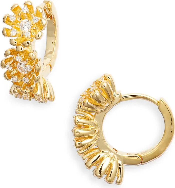 Nordstrom Cubic Zirconia Accent Floral Hoop Earrings | Nordstromrack | Nordstrom Rack