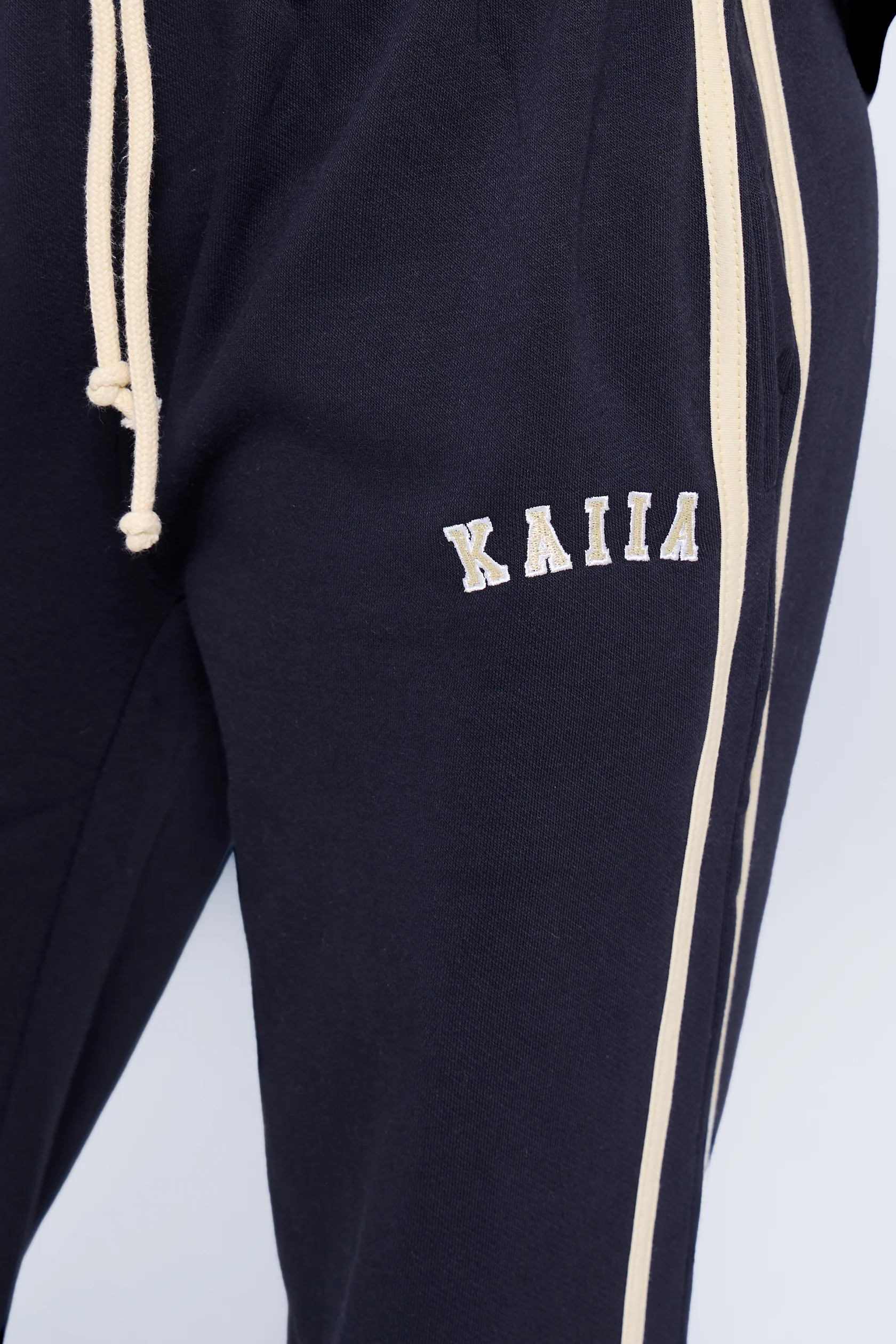 Kaiia Sport Side Stripe Wide Leg Joggers Ink Blue & Lemon | Kaiia the Label