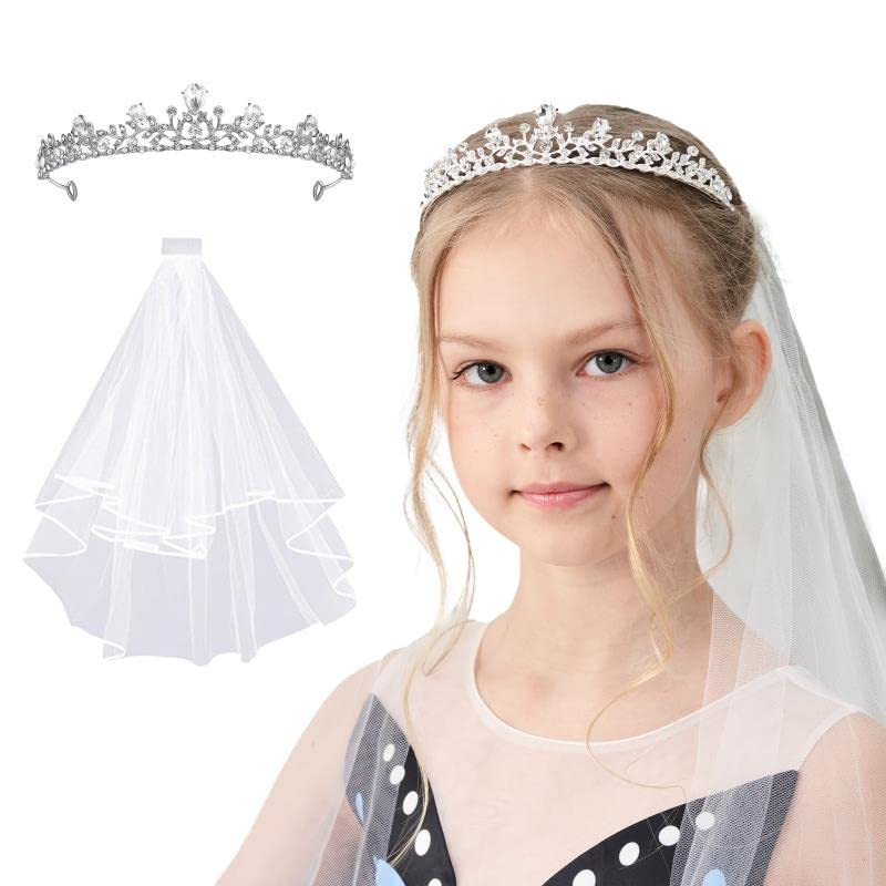Lovelyshop Veil and Silver Alloy Tiara package for teenager and woman in First Communion | Amazon (US)