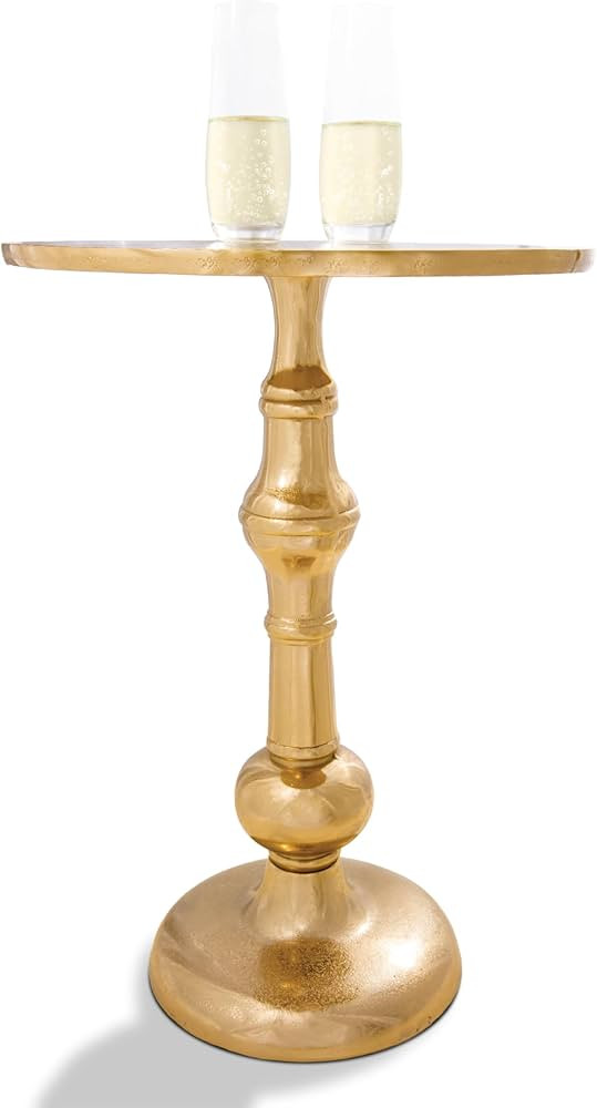 OBJET D'ART Small Round Gold End Table, Accent, Side, Pedestal, Cocktail and Drink Table for Livi... | Amazon (US)