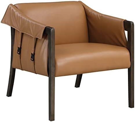 OSP Home Furnishings Parkfield Faux Leather Accent Chair with Sling Buckle Design and Solid Wood ... | Amazon (US)