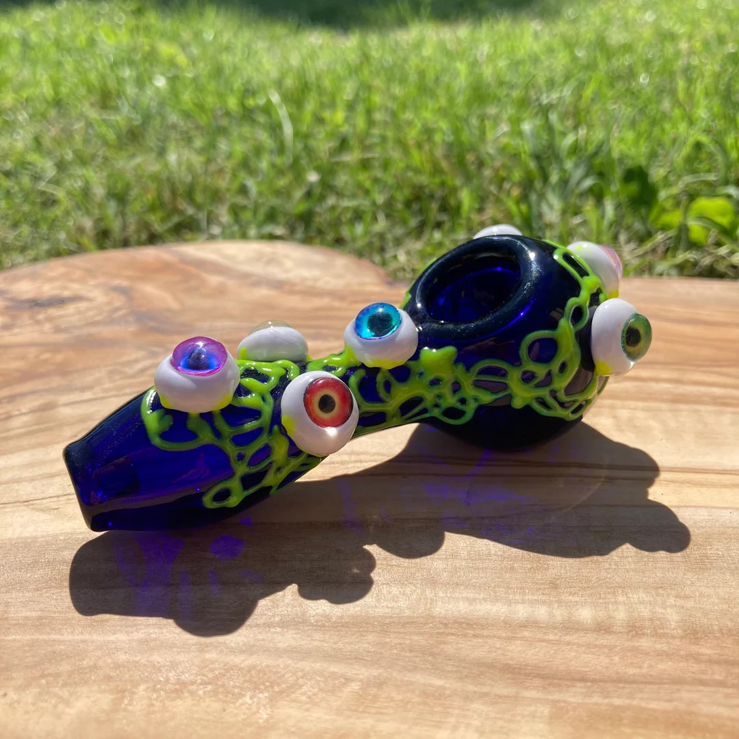 Handmade Luminous Devil Eyes Glass Smoking Pipe , Smoke Bowl , Tobacco Pipe , Hand Pipe , Spoon P... | Etsy (US)