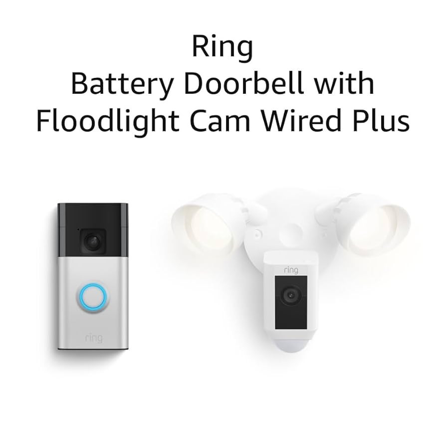 Ring Battery Doorbell with Ring Floodlight Cam Wired Plus (White) | Amazon (US)