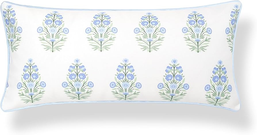 Hofdeco Premium Coastal Grandmillennial Patio Indoor Outdoor Lumbar Pillow Cover Only, 12"x26" Wa... | Amazon (US)