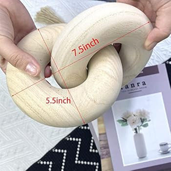 2-Link Wood Chain Link Decor Wood Knot Decor, Hand Carved Boho Bead, Suitable for Bedroom, Living... | Amazon (US)