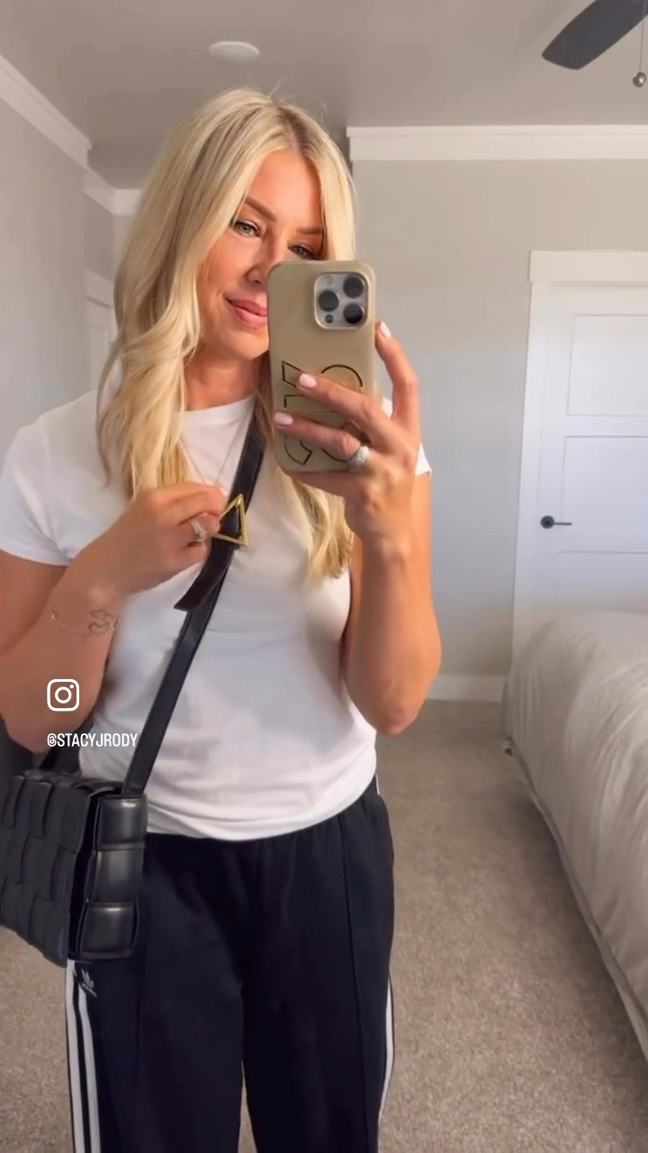 Favorite loungewear look for mom taxi life 
Adidas samba 
Basic white T-shirt 
Mom style 
Track pants 

#LTKStyleTip #LTKFindsUnder50 #LTKSeasonal