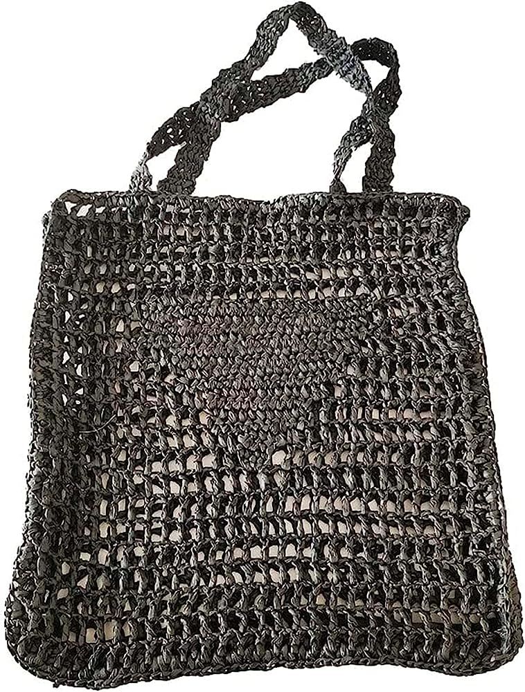 Womens Handmade Straw Bag,Travel Beach Tote Fishing mesh Bag,Straw Woven Bag | Amazon (US)