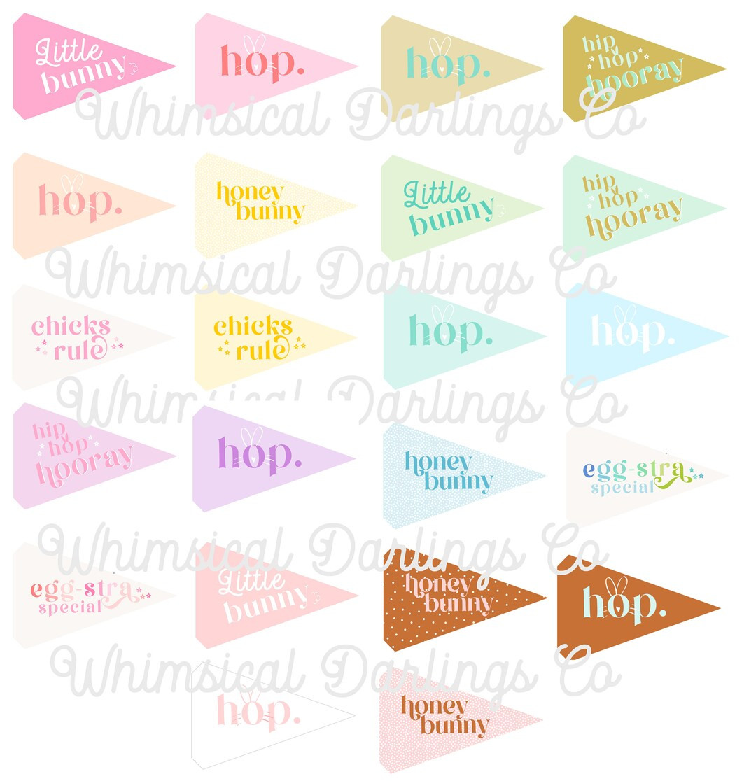 Easter Pennant Flag Printables // Easter Bunny Flag // Easter Flags // Easter Basket Pennants | Etsy (US)