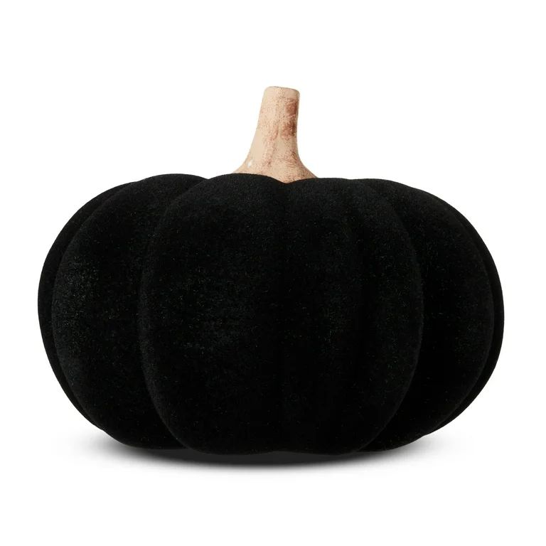 Harvest Black Flocked Pumpkin, by Way To Celebrate - Walmart.com | Walmart (US)