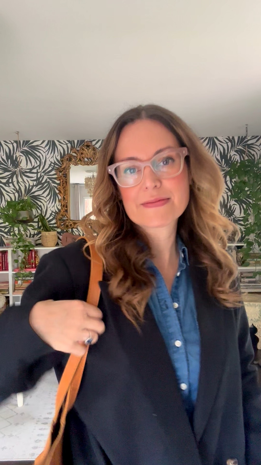 Design meeting outfit.  This is how I am styling my new favorite neutral- leopard wide leg jeans! I always put my laptop and tape measure in this bag from Able.  

#LTKootd