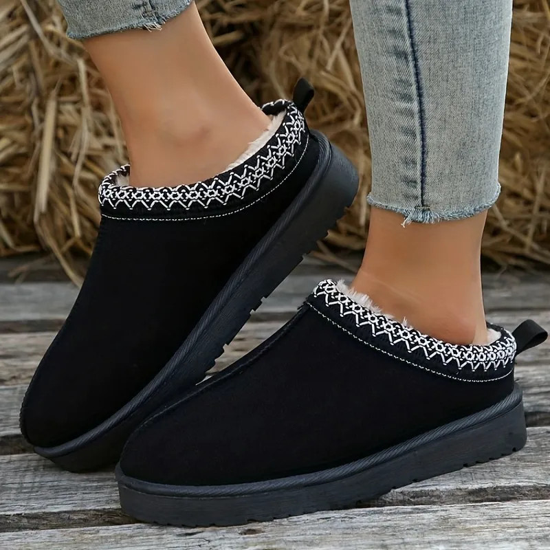 Women's Solid Color Fluffy Boots, Slip On Thermal Lined Platform Soft Sole Shoes, Winter Plush Ve... | Temu Affiliate Program