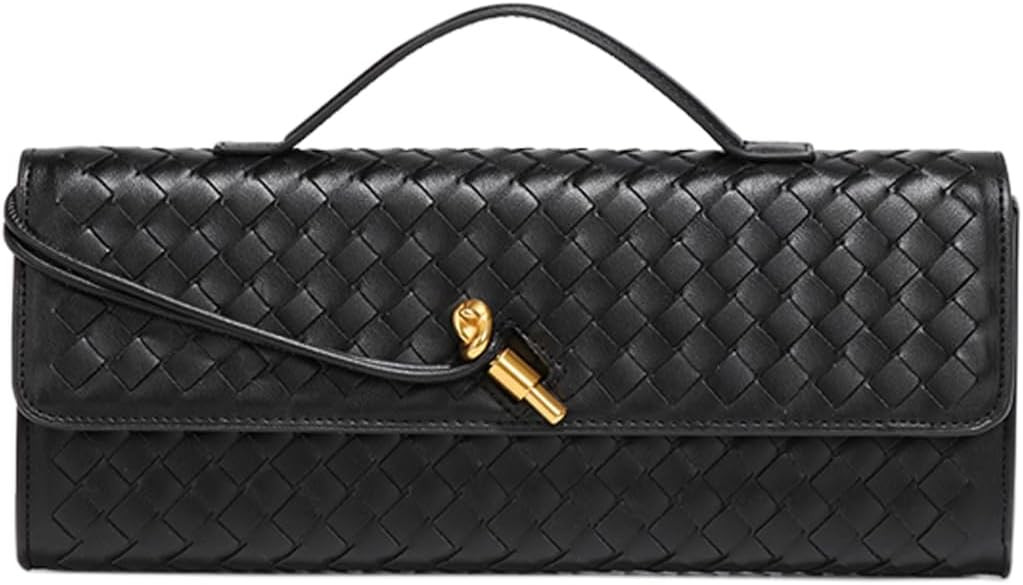 JYG Woven Handbag for Women Fashion Evening Shoulder Bag PU Leather Handmade Clutch Purse Casual ... | Amazon (US)