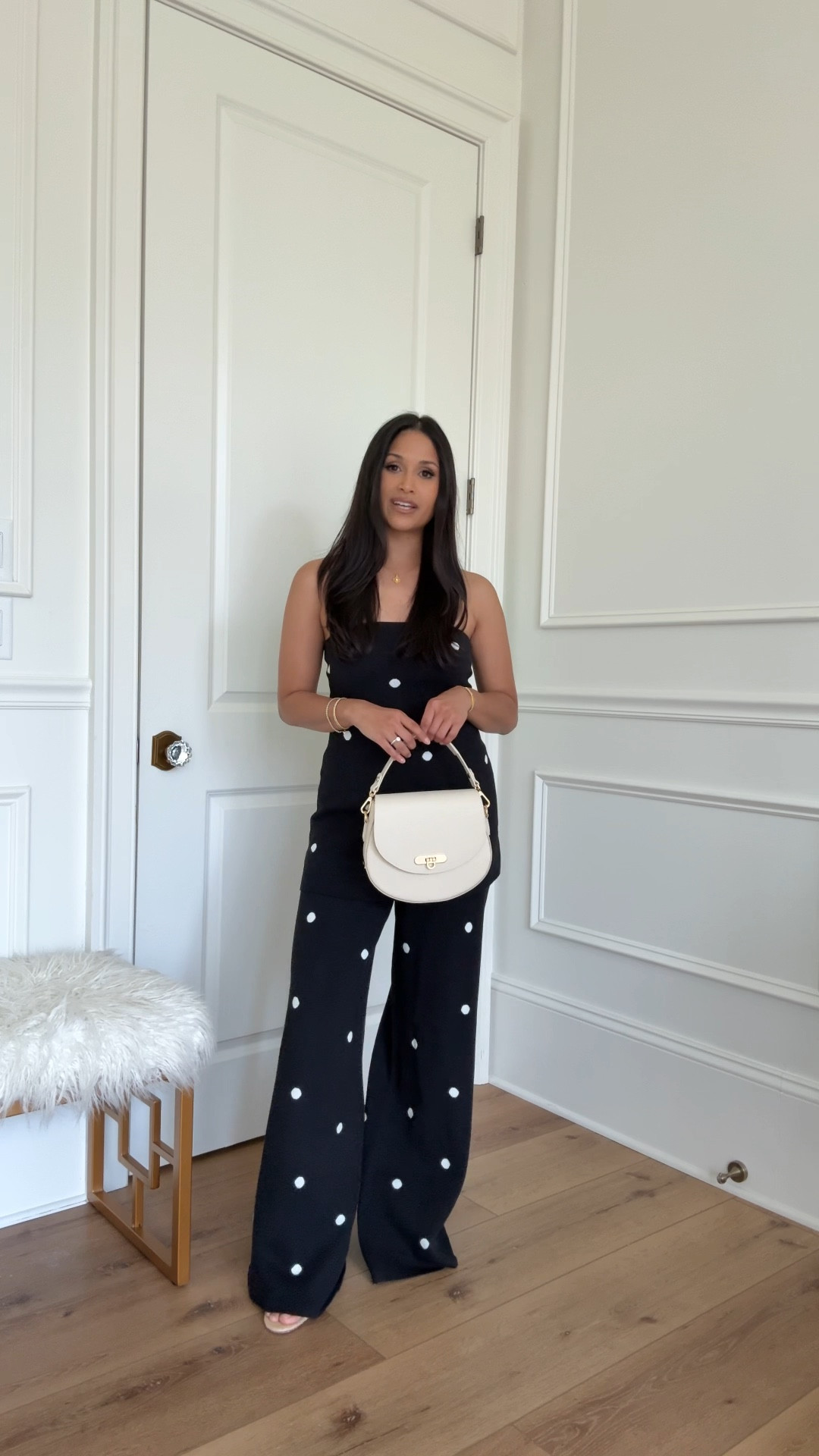How cute is this matching knit polkadot set from the Cella Jane x @splendid collection! It’s so stretchy and comfy! I’m wearing a small in both here and will definitely need the pants hemmed. 
Handbag coming soon! 

#LTKootd