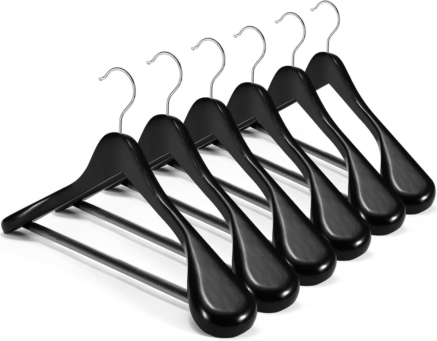 HOUSE DAY High-Grade Suit Hangers, Wide Shoulder Wooden Hangers with Non Slip Pants Bar, Smooth F... | Amazon (US)
