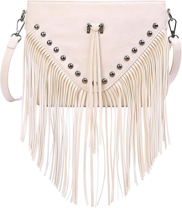HDE Women's PU Leather Hobo Fringe Crossbody Tassel Purse Vintage Small Handbag | Amazon (US)