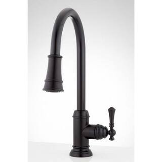 Amberley Single Handle Pull Down Sprayer Kitchen Faucet in Matte Black | The Home Depot