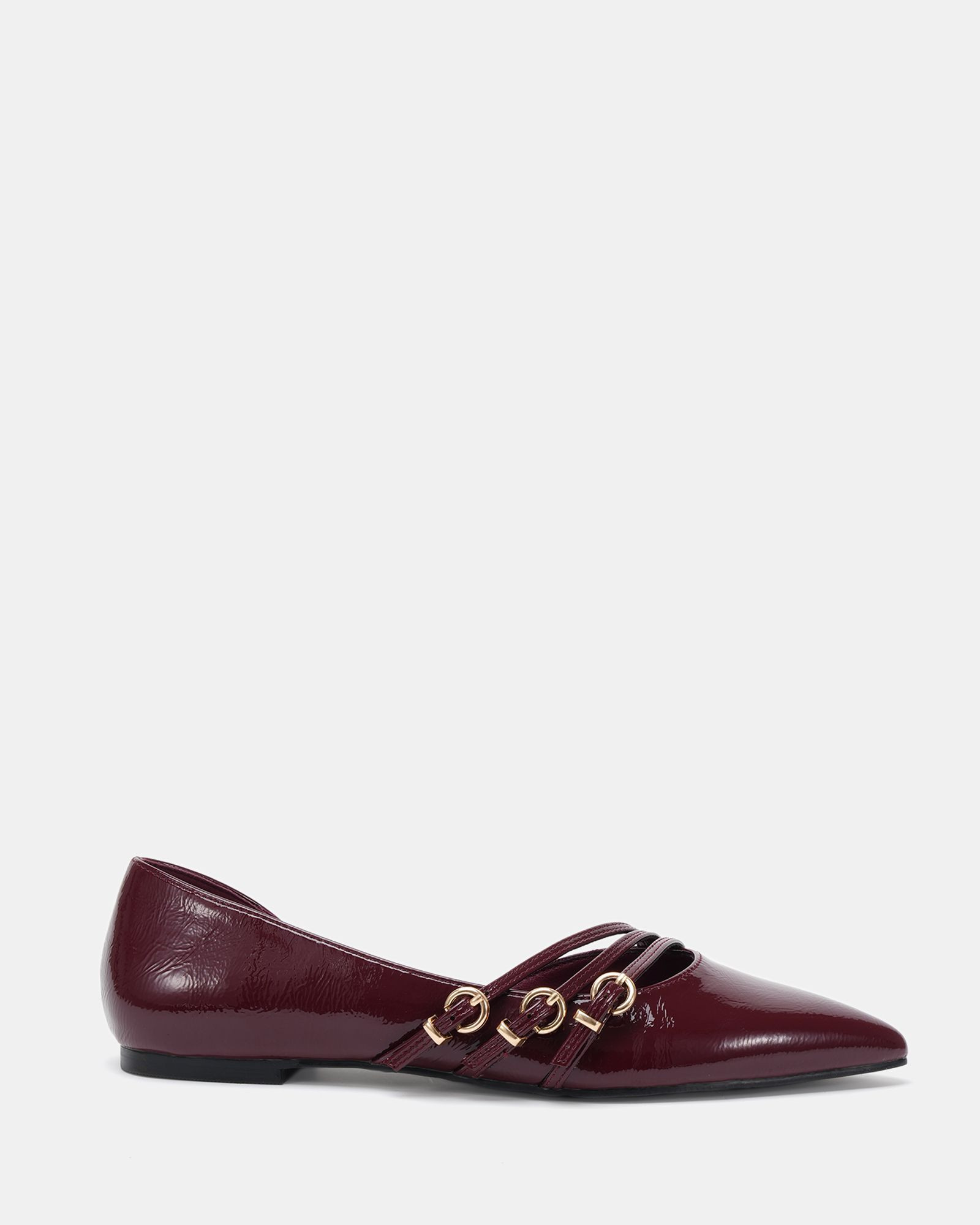 CROWN DEEP RED PATENT Ballet Flats | Novo Shoes