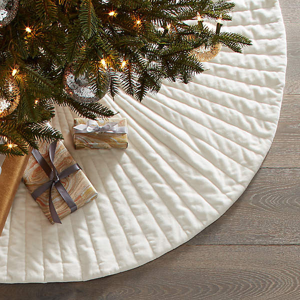 Flake Dark Navy Velvet Christmas Tree Skirt 48'' | CB2 | CB2