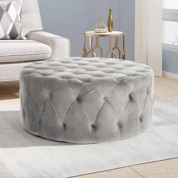 40'' Wide Velvet Tufted Round Standard Ottoman | Wayfair North America