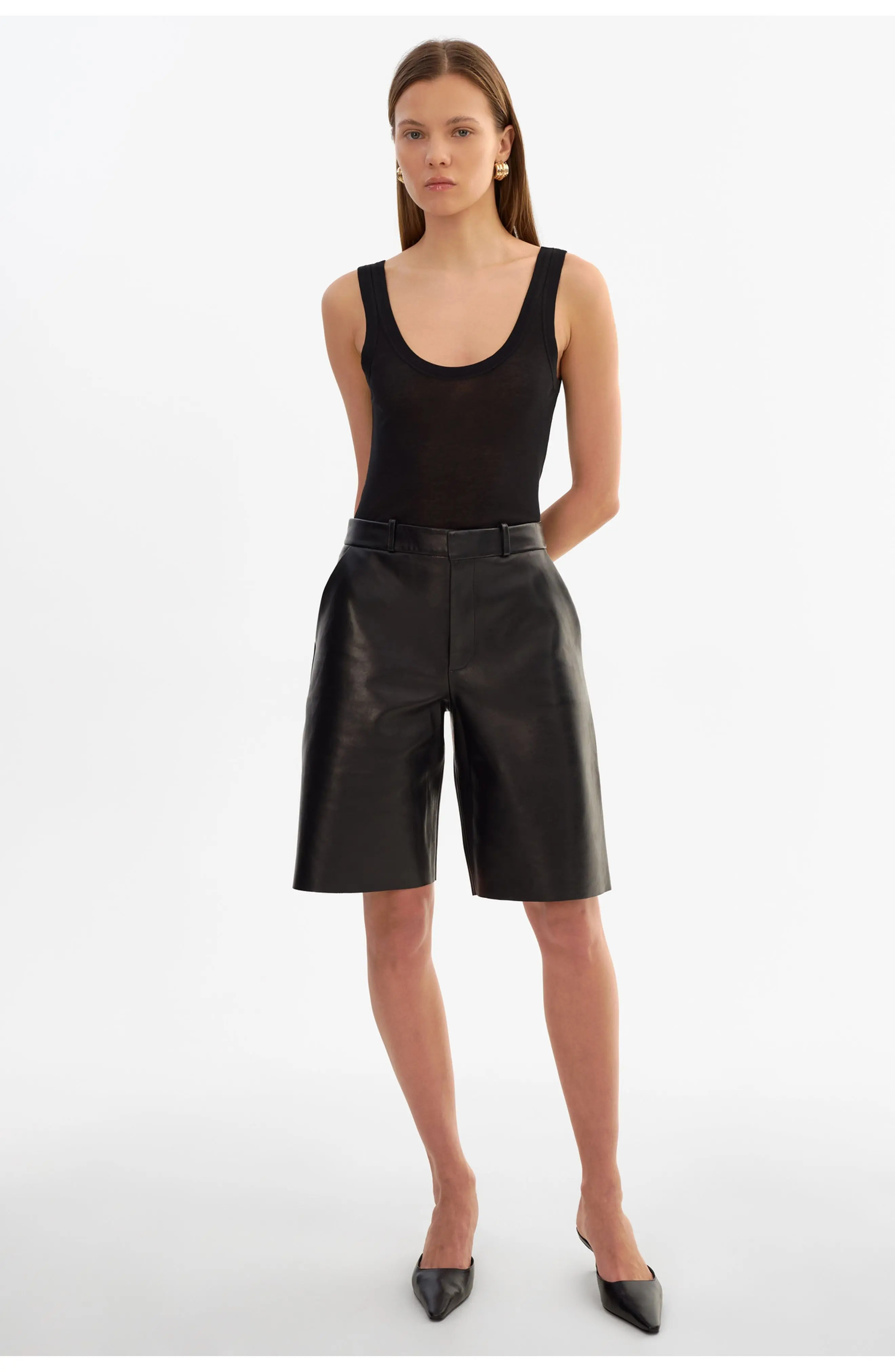 LAMARQUE Lotta | Leather Bermuda Shorts in Mid Brown at Nordstrom, Size X-Small | Nordstrom