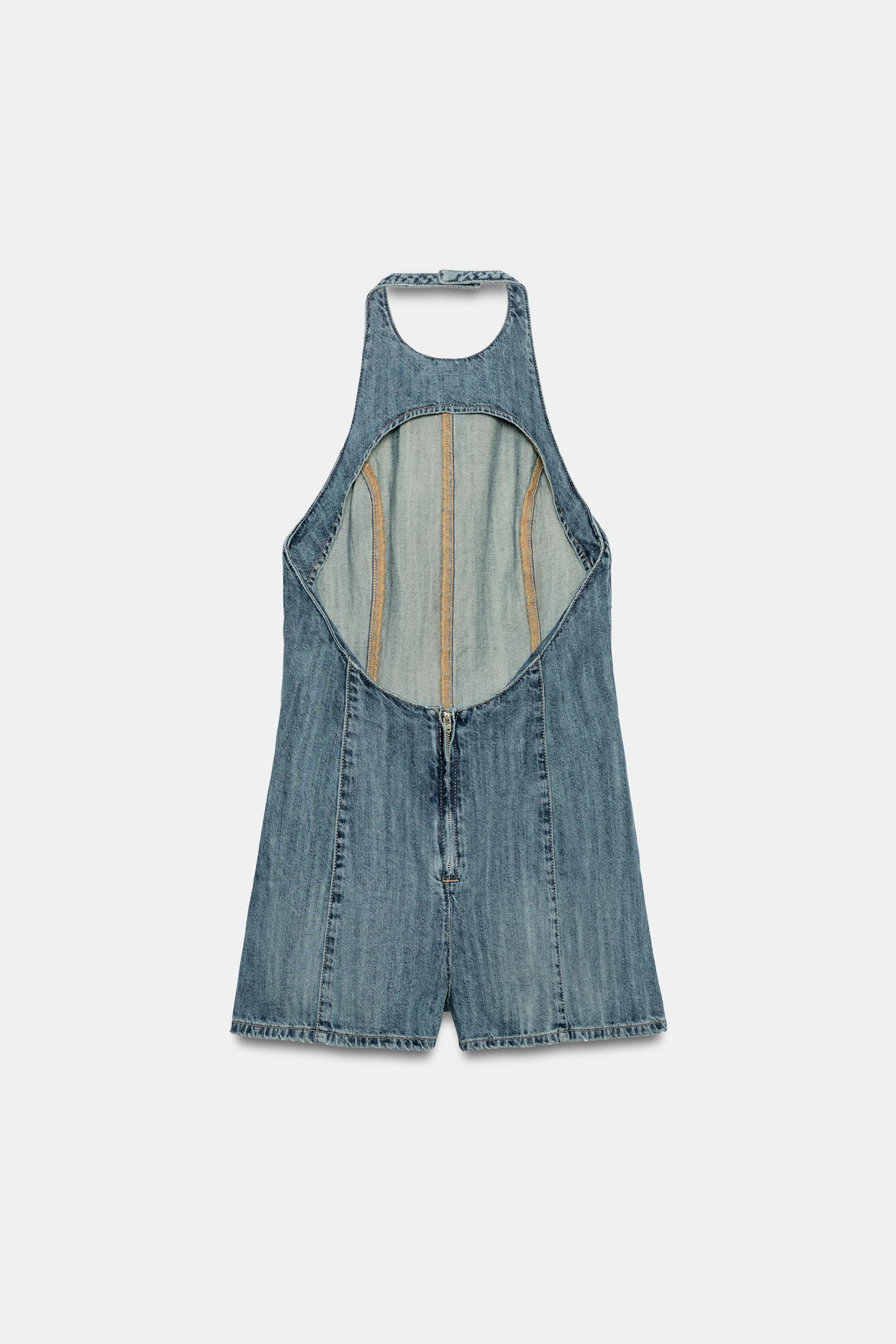 TRF HALTER DENIM SHORT JUMPSUIT | Zara US