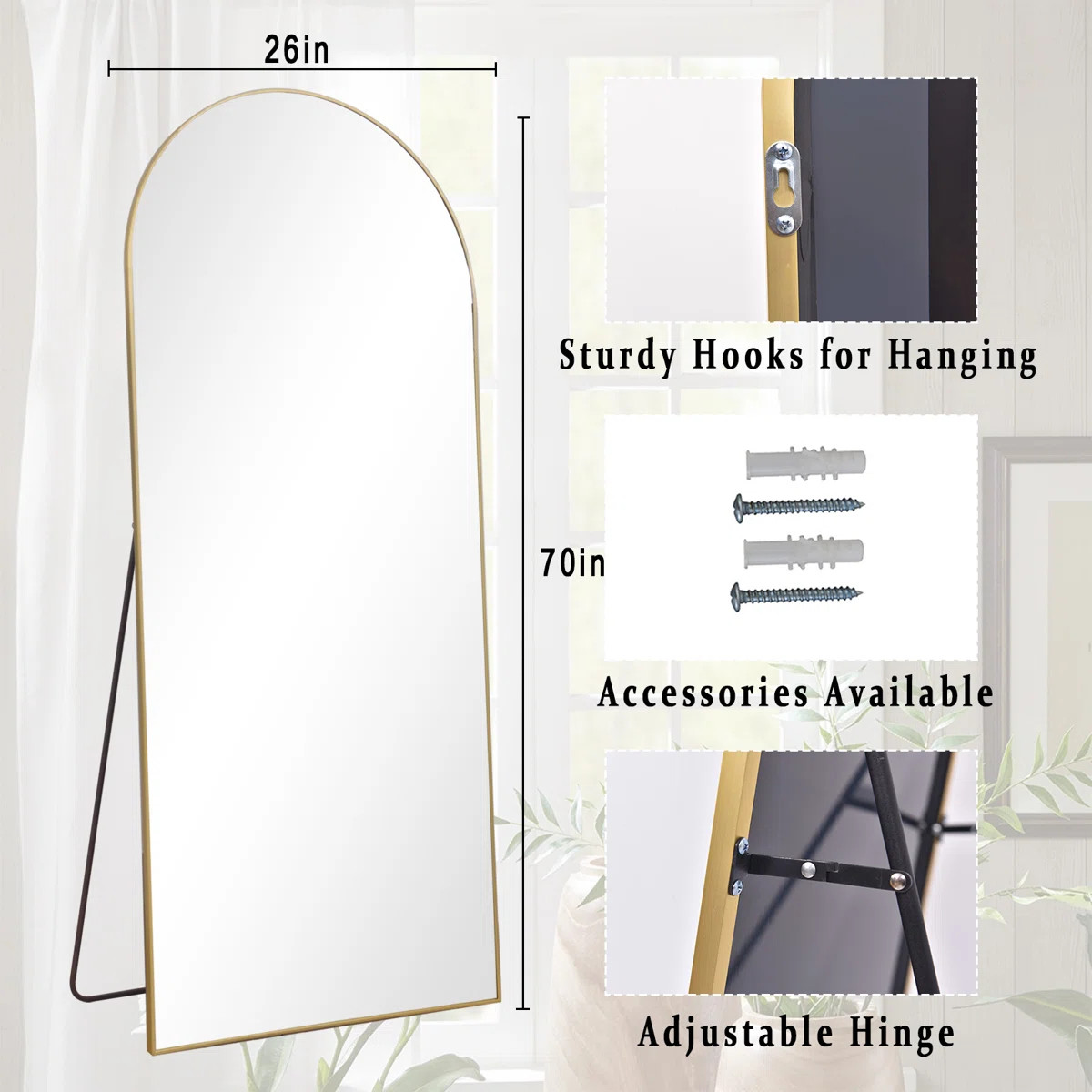 Queenborough Oversized Full Length Mirror Arch Floor Mirror Wall Mirror Hanging Or Leaning Full B... | Wayfair North America