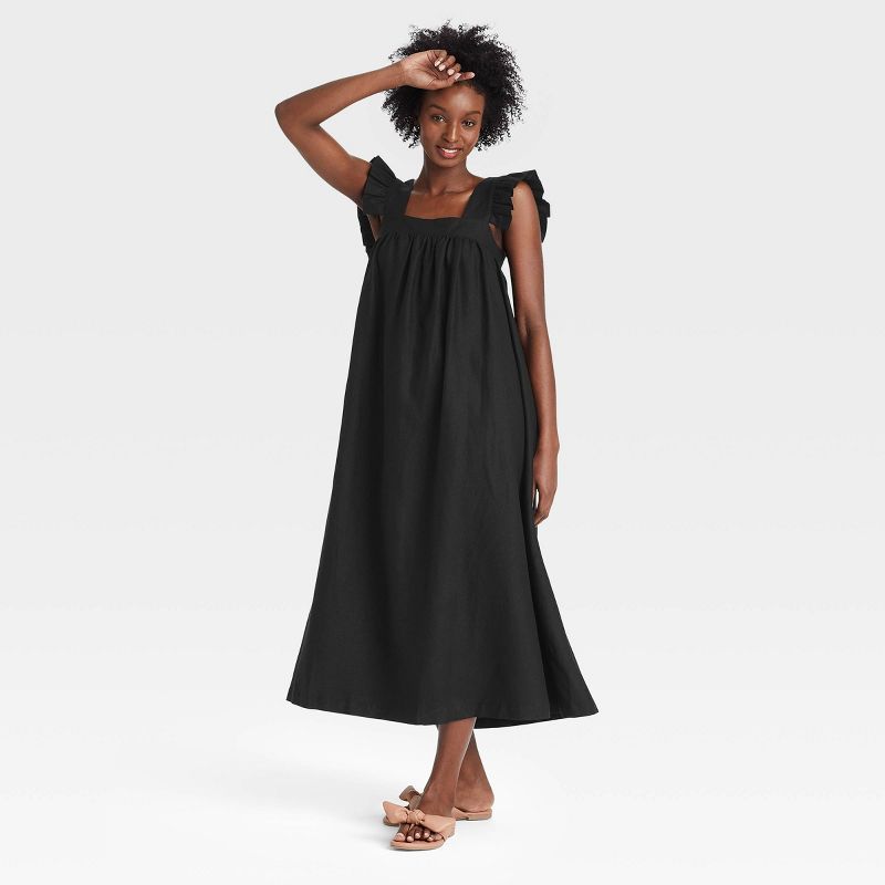 Women&#39;s Ruffle Short Sleeve A-Line Dress - A New Day&#8482; Black XS | Target