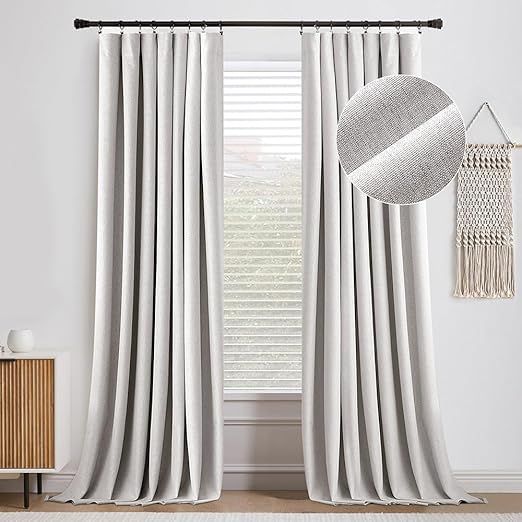 MIULEE 100% Blackout Curtains 90 inches Long Linen Curtains & Drapes for Bedroom Living Room Dark... | Amazon (US)
