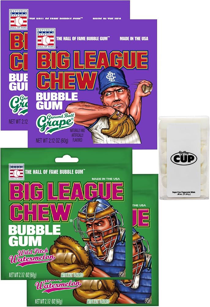 Big League Chew Shredded Bubble Gum Variety Pack, 2 of each Ground Ball Grape & Wild Pitch Waterm... | Amazon (US)