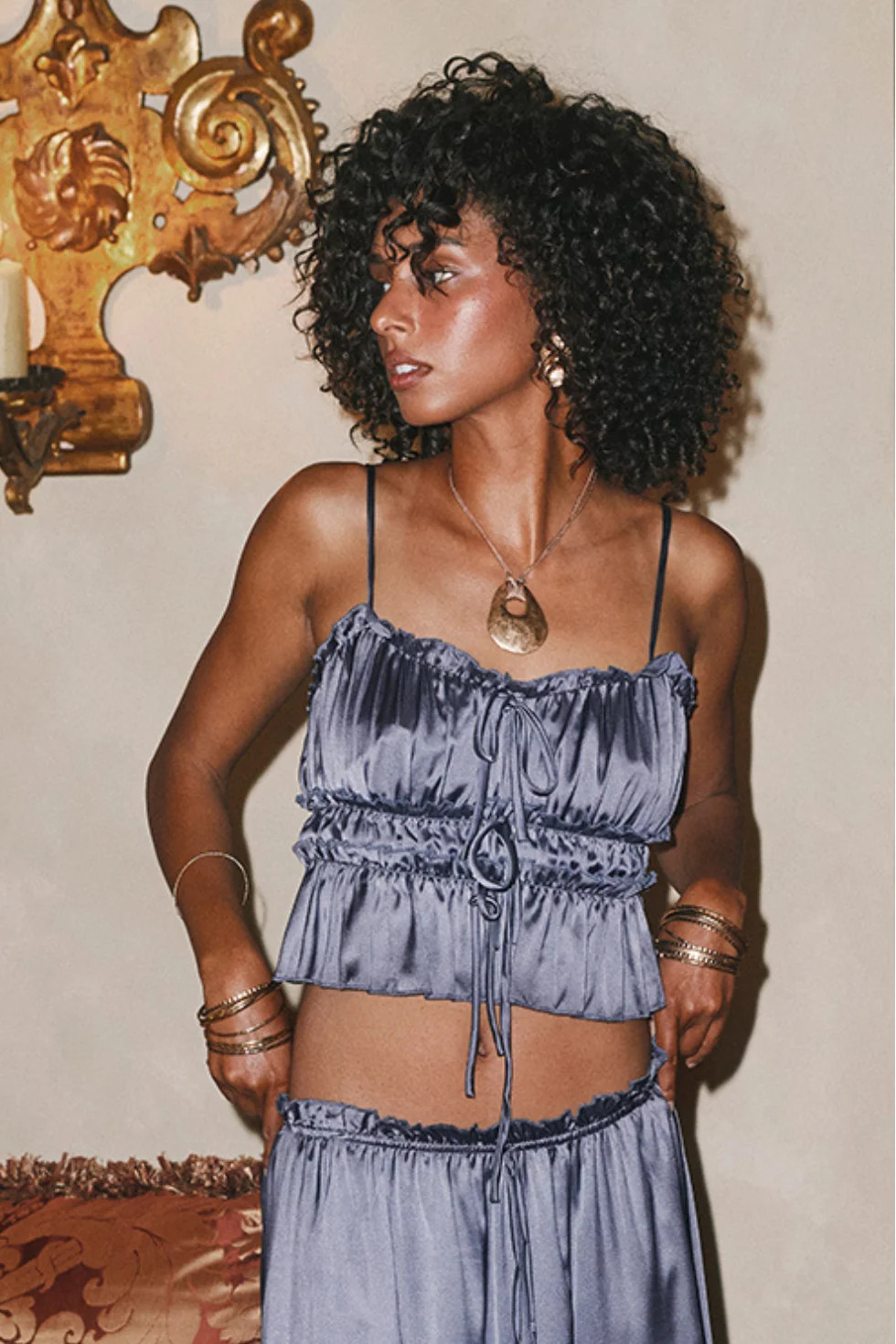 Dahlia Slate Satin Tank | 12th Tribe | 12th Tribe